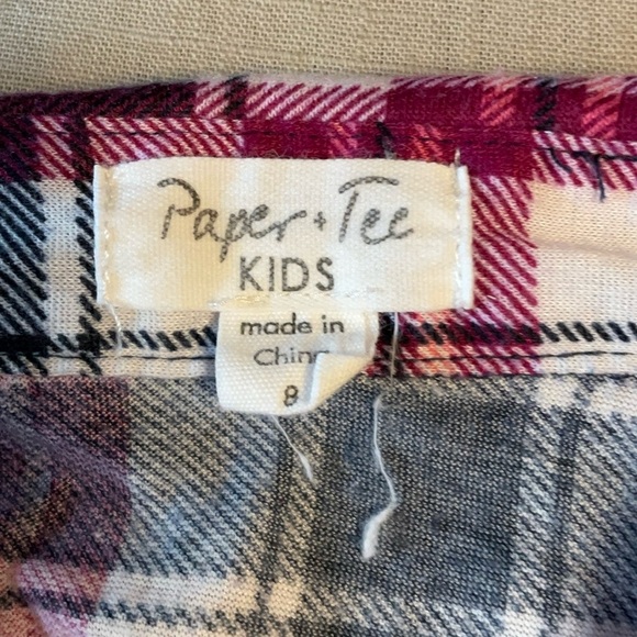 Paper Tee Kids Plaid Button Down Shirt - Red, Blue, White - Picture 4 of 6